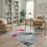 Pink Wavy Pink Abstract Area Rug