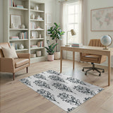 Black and White Elegant Black White Persian Paisley Area Rug