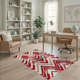 Geometric Modern Bold Red Chevron Zigzag Area Rug