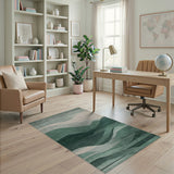 Abstract Teal Mountain Wave Area Rug