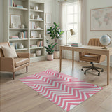 Pink Pink Chevron Zigzag Area Rug