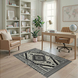 Black White Zigzag Diamond Southwestern Rug
