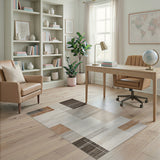 ODIKA Modern Abstract Geometric Washable Area Rug - Low Pile Non-Slip Earth Tone Rug
