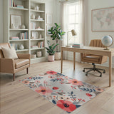 Floral Vintage Pink Blush Pink Peony Floral Area Rug