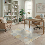 Abstract Wavy Shapes Area Rug in Cream Gold