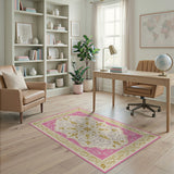 Ornate Pink Gold Persian Area Rug