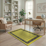 Vibrant Yellow Persian Border Area Rug