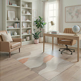 Abstract Wavy Beige Area Rug with Orange Accents