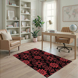 Bold Red Snowflake Geometric Area Rug