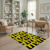 Playful Black Cat Silhouettes Yellow Area Rug