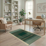 Emerald Green Geometric Stripe Area Rug
