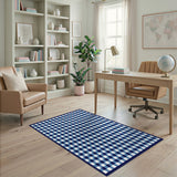 Blue Checkered Gingham Area Rug