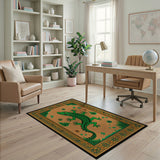 Playful Green Crocodile Cartoon Area Rug