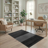 Black and White Black White Distressed Striped Area Rug