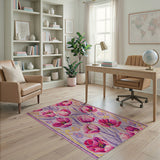 Pink Vibrant Pink Tulip Floral Area Rug