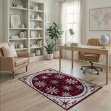 Ornate Snowflake Red Area Rug