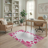 Pink Rose Cherry Blossom Floral Border Rug