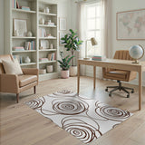 Brown Swirl Rose Sketch Area Rug