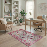 Whimsical Pink Butterfly Floral Floral Vintage Area Rug