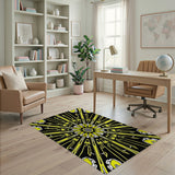 Bold Yellow Sunburst Geometric Area Rug