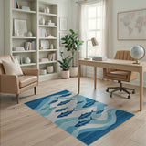 Blue Tuna School Wave Area Rug