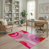 Vibrant Pink Red Geometric Abstract Area Rug