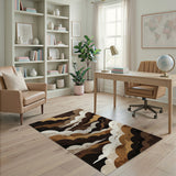 Brown Tan Layered Clouds Area Rug