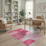 Vibrant Pink Abstract Shag Area Rug