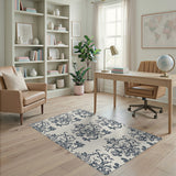 Vintage Grey Floral Damask Area Rug