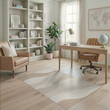 Beige and Neutral Serene Beige Wave Abstract Area Rug