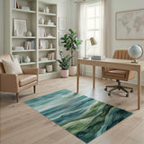 Teal Seascape Watercolor Area Rug