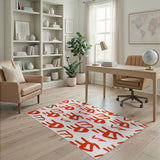 Playful Red Handprint Area Rug