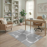 Grey Abstract Wavy Lines Area Rug
