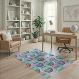 Washable Kids Cartoon Cat Fishbowl Area Rug
