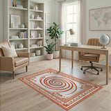 Red Spiral Medallion Persian Area Rug