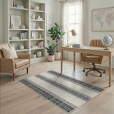 Distressed Black Plaid Stripe Area Rug