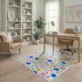 Playful Multi-Color Doodle Shapes Area Rug