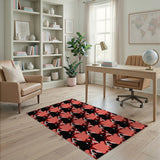 Bold Black Red Geometric Silhouette Area Rug