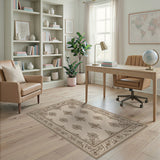 Ornate Ivory Persian Medallion Area Rug