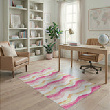 Vibrant Wavy Pink Orange Abstract Area Rug
