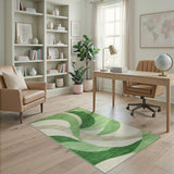 Modern Green Wave Abstract Area Rug
