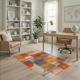 Vibrant Orange Geometric Abstract Geometric Modern Area Rug