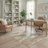 Layered Beige Wave Mountain Abstract Area Rug