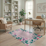 Blush Pink Floral Vines Area Rug