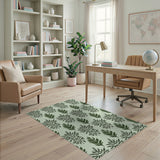 Green Mint Green Fern Leaf Pattern Area Rug
