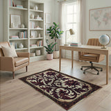 Ornate Maroon Floral Vintage Area Rug