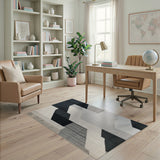 Geometric Black White Abstract Area Rug