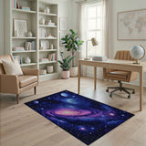 Cosmic Spiral Galaxy Area Rug with Planets