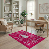 Red Festive Red Christmas Tree Snowflake Area Rug