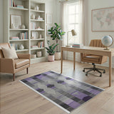 Purple Purple Grey Geometric Modern Area Rug